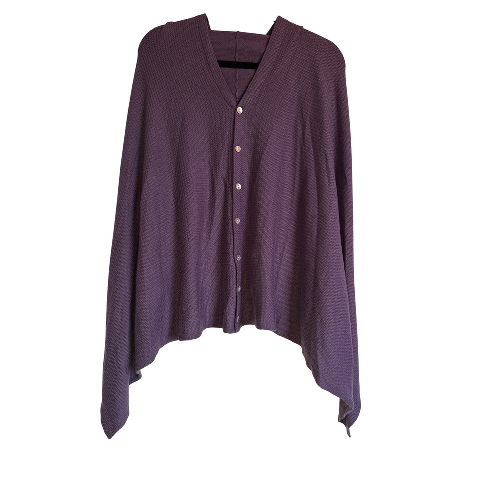 Boho Chic Cozy Casual JJILL Purple Textured Knit Poncho Sweater One Size
